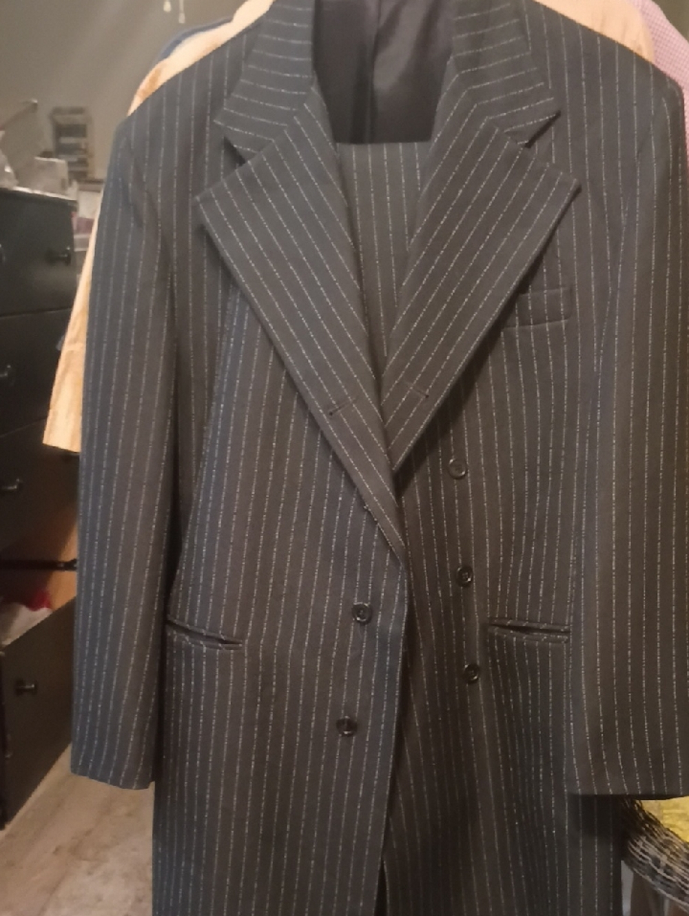 Men BlackPinstripe Tailored Blazer And Pants